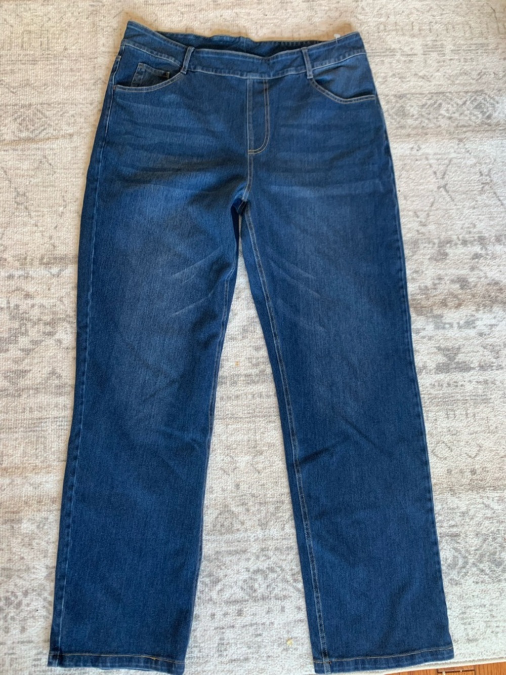 HALARA High-Rise pullon Straight Leg Jeans in Dark Blue